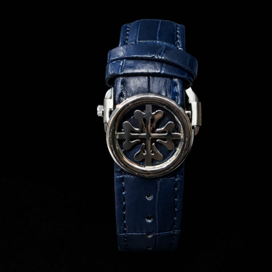 Patek Philippe Nautilus Collection – Blue Dial Gold Hands Navy Leather Edition (Automatic)