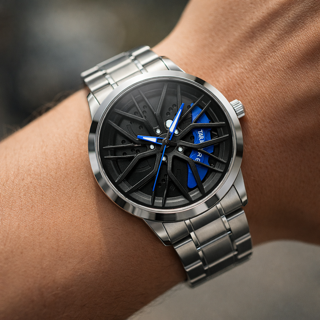 Rotating Wheel Rim Watch | Electric Blue Edition