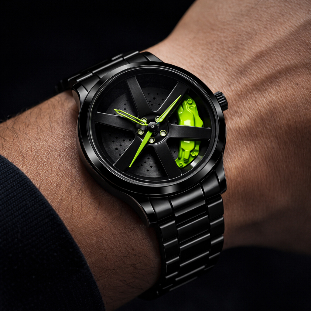 SKMEI 1787 — Rotating Wheel Rim Watch | Neon Green Edition