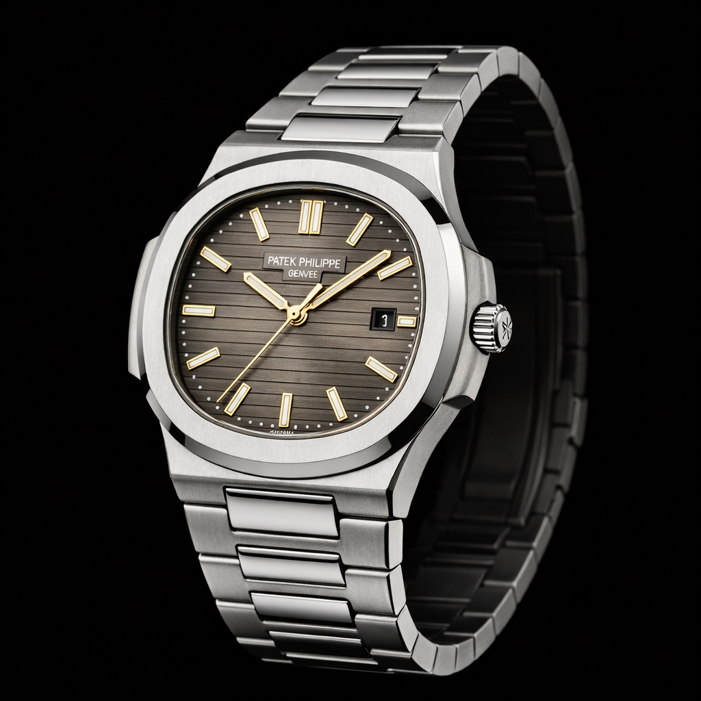 Patek Philippe Nautilus Collection – Grey Dial Gold Hands Steel Bracelet Edition