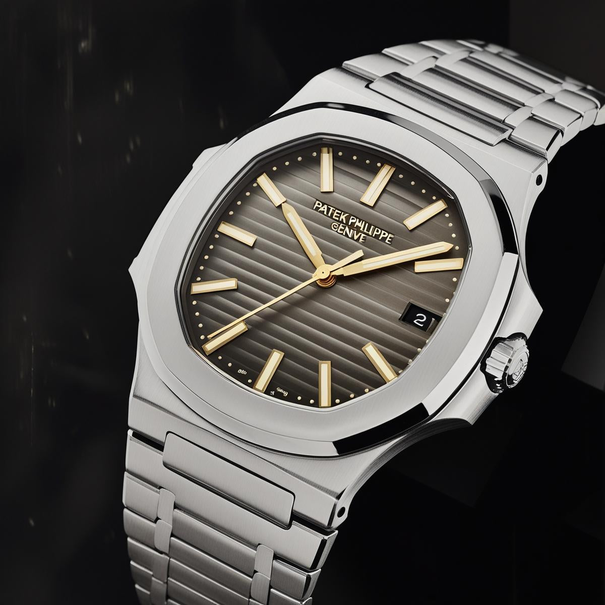 Patek Philippe Nautilus Collection – Grey Dial Gold Hands Steel Bracelet Edition