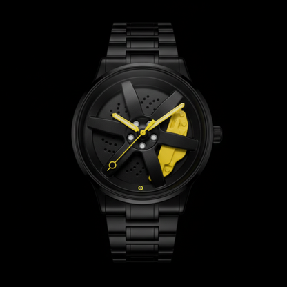Rotating Wheel Rim Watch | Racing Yellow Edition