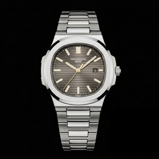 Patek Philippe Nautilus Collection – Grey Dial Gold Hands Steel Bracelet Edition