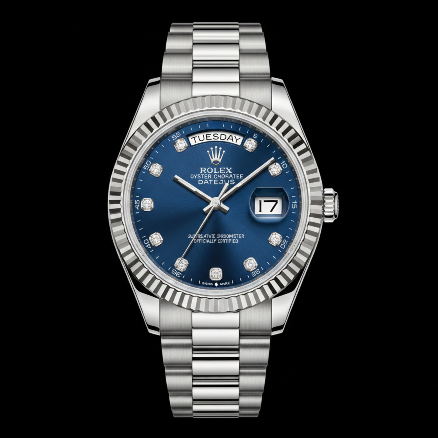 Rolex Datejust Collection – Blue Sunburst Dial Diamond Markers Fluted Steel Bracelet Edition