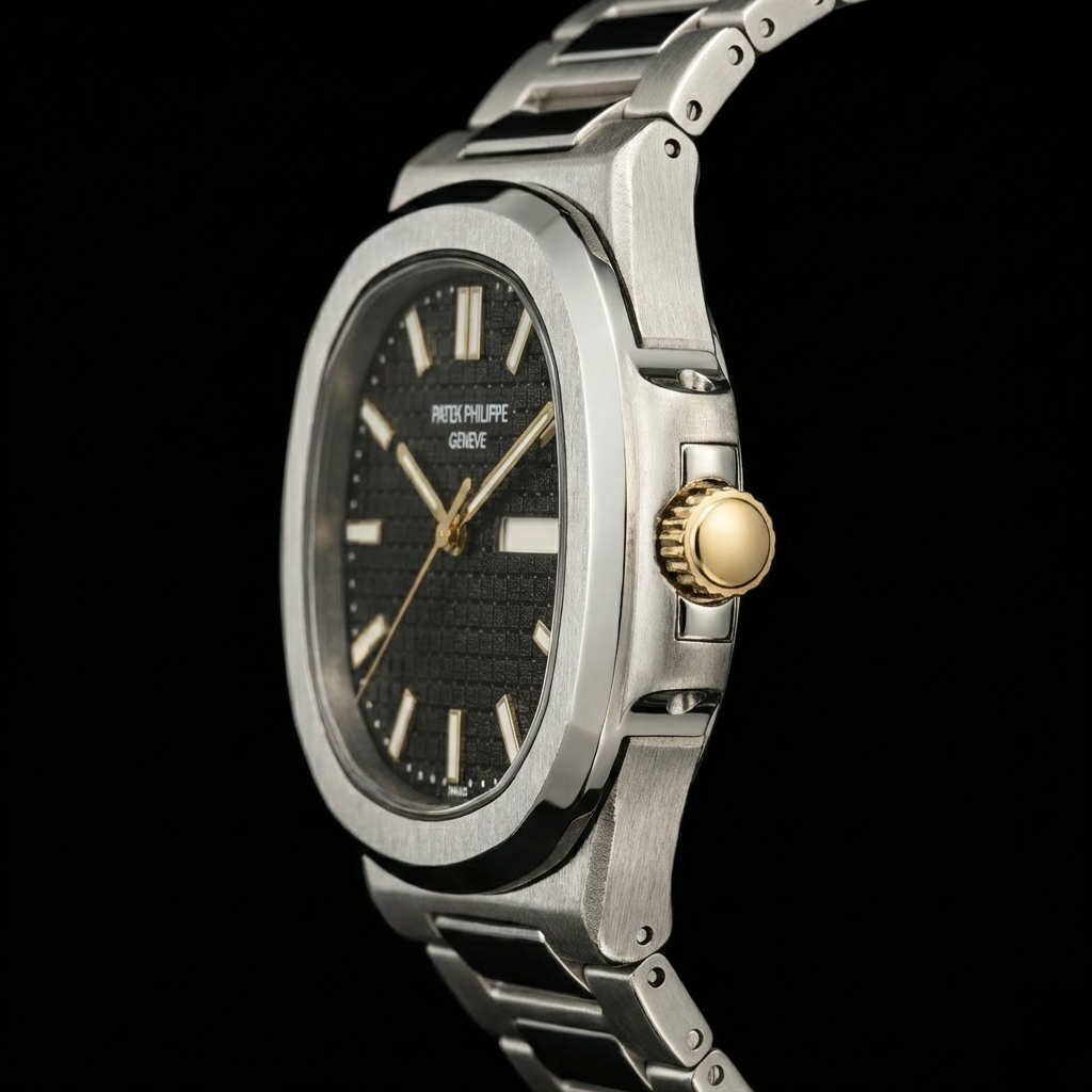 Patek Philippe Nautilus Collection – Black Checkered Dial Day-Date Steel Bracelet Edition