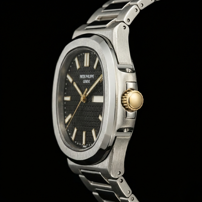 Patek Philippe Nautilus Collection – Black Checkered Dial Day-Date Steel Bracelet Edition