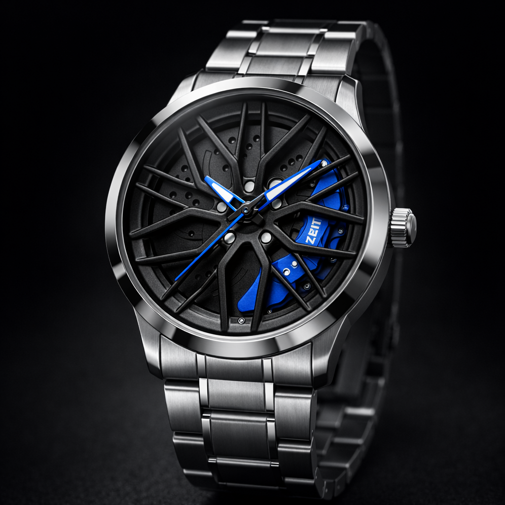 Rotating Wheel Rim Watch | Electric Blue Edition