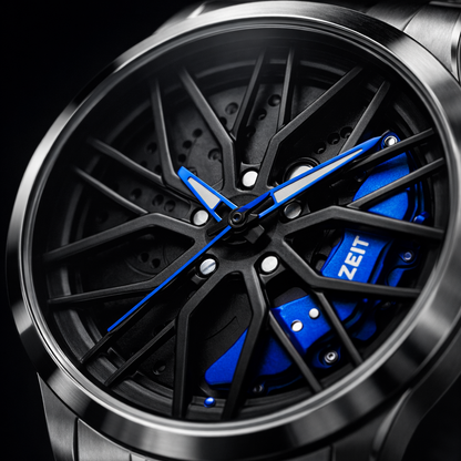 Rotating Wheel Rim Watch | Electric Blue Edition