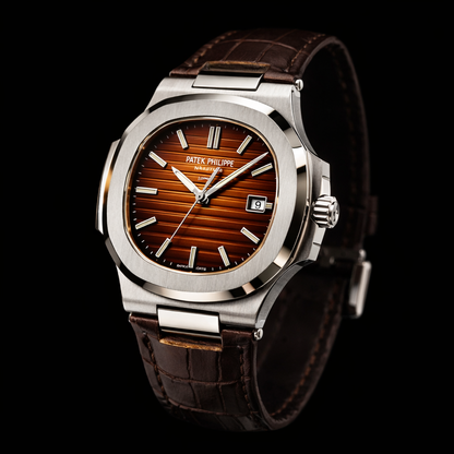 Patek Philippe Nautilus Style – Brown Dial Leather Edition (Automatic)
