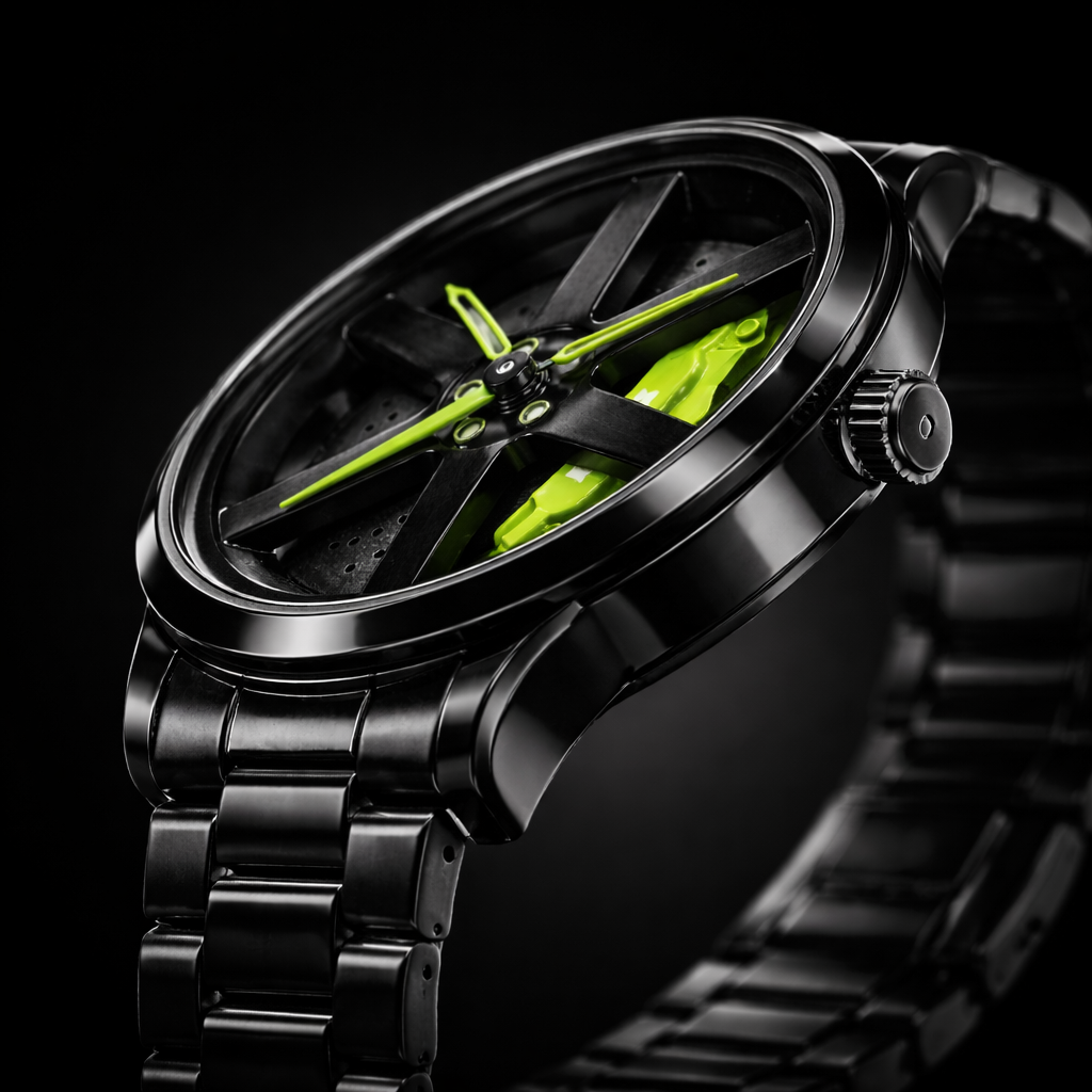 SKMEI 1787 — Rotating Wheel Rim Watch | Neon Green Edition
