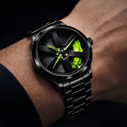 SKMEI 1787 — Rotating Wheel Rim Watch | Neon Green Edition