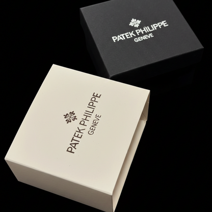 Patek Philippe Genève-Style Watch Box Set — Outer Sleeve & Inner Case with Ivory Suede Cushion