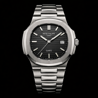 Patek Philippe Nautilus Collection – Black Dial Quartz Steel Bracelet Edition