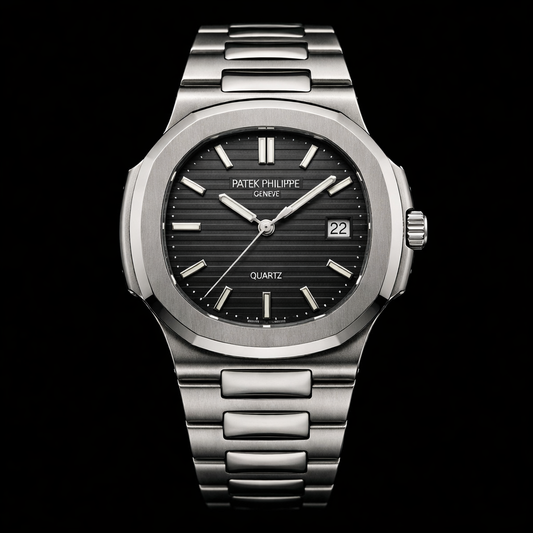 Patek Philippe Nautilus Collection – Black Dial Quartz Steel Bracelet Edition
