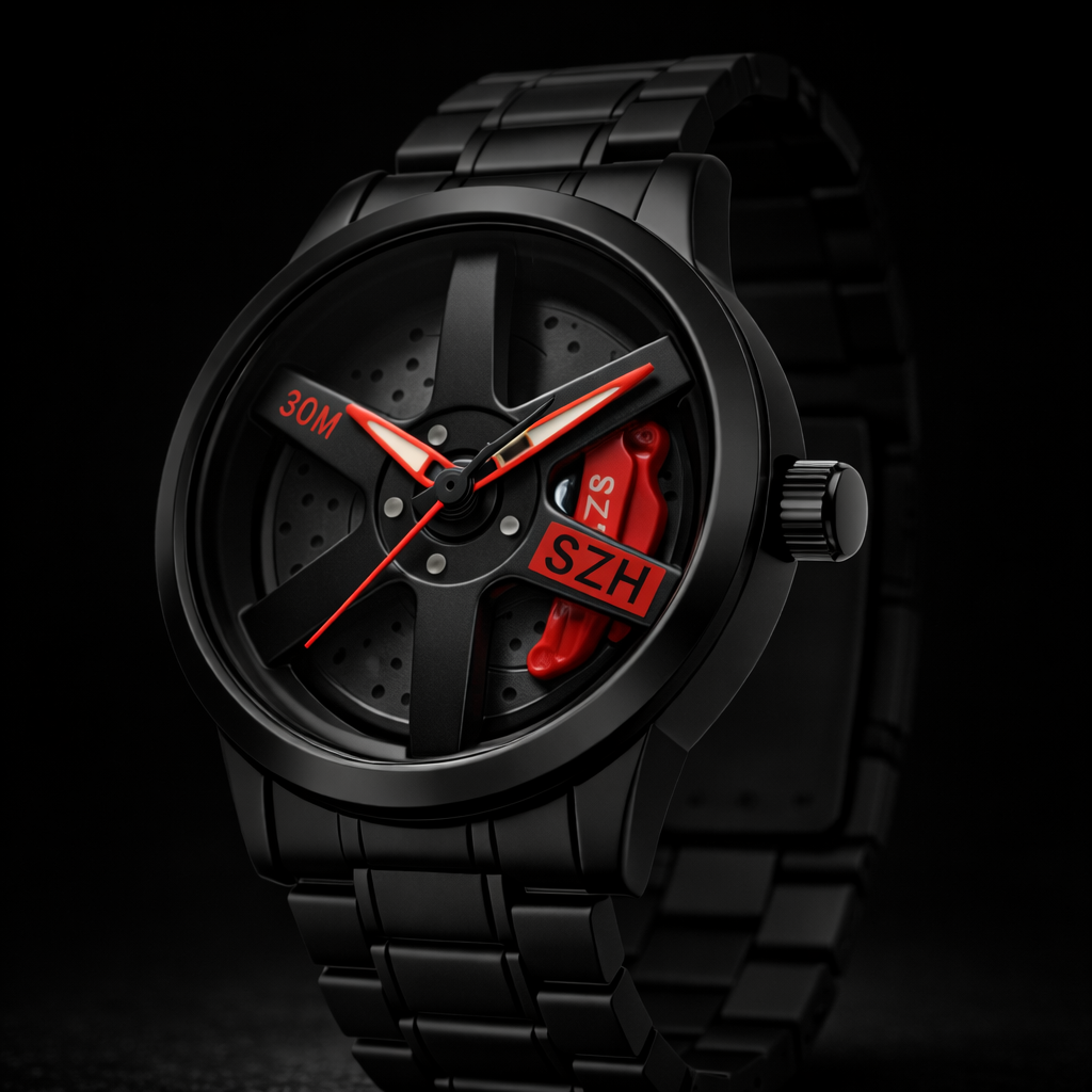 SKMEI 1787 — Rotating Wheel Rim Watch | Stealth Red Edition