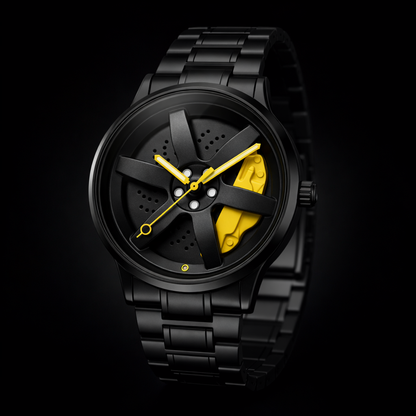Rotating Wheel Rim Watch | Racing Yellow Edition
