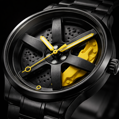 Rotating Wheel Rim Watch | Racing Yellow Edition